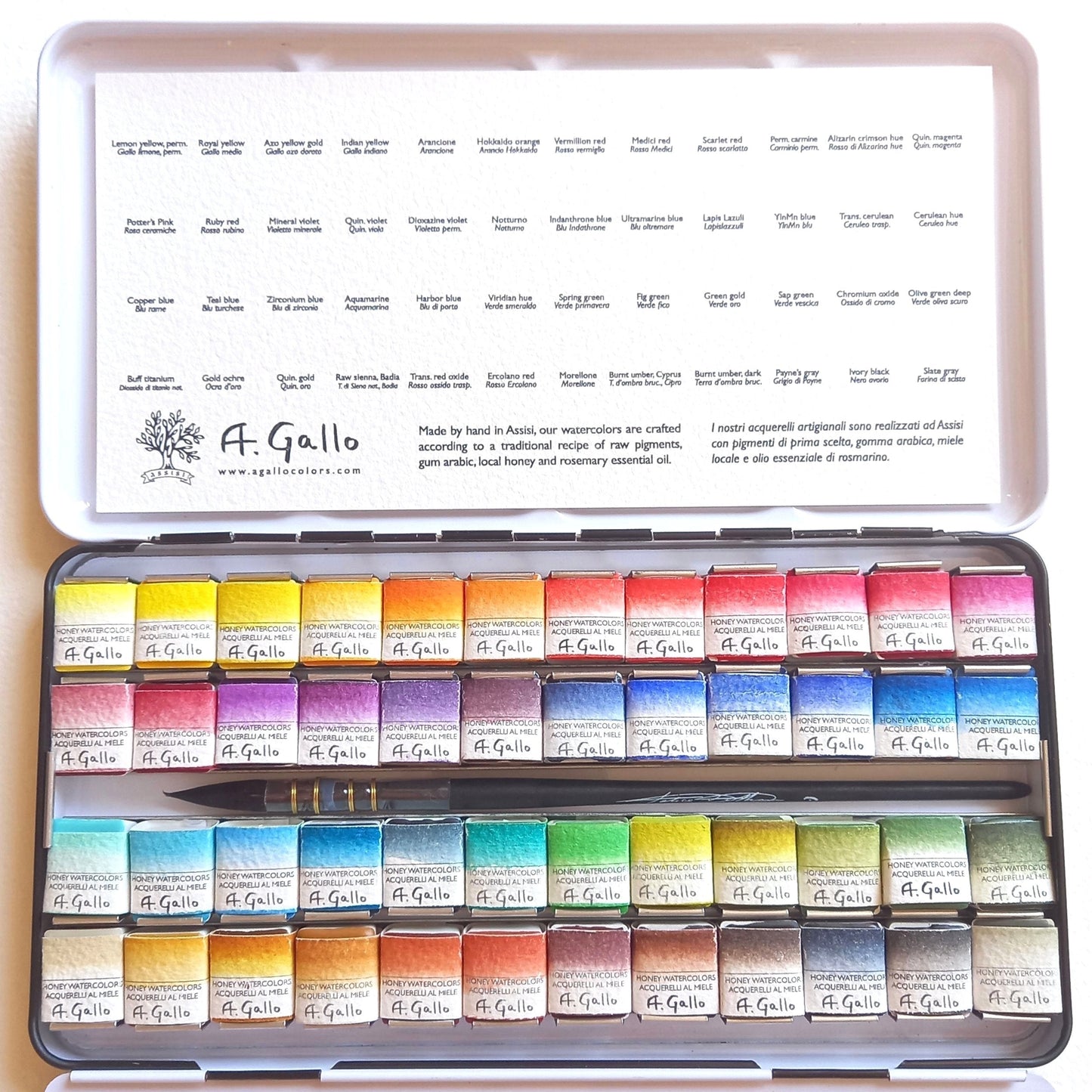 A. Gallo Collection 48 handmade watercolor collection in metal palette