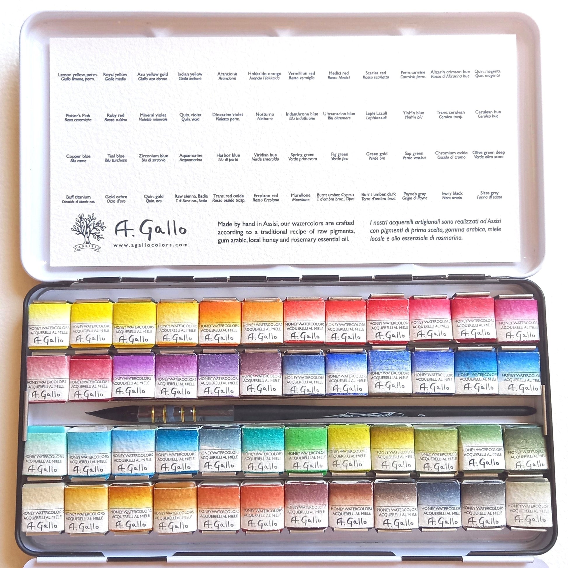 A. Gallo Collection 48 handmade watercolor collection in metal palette