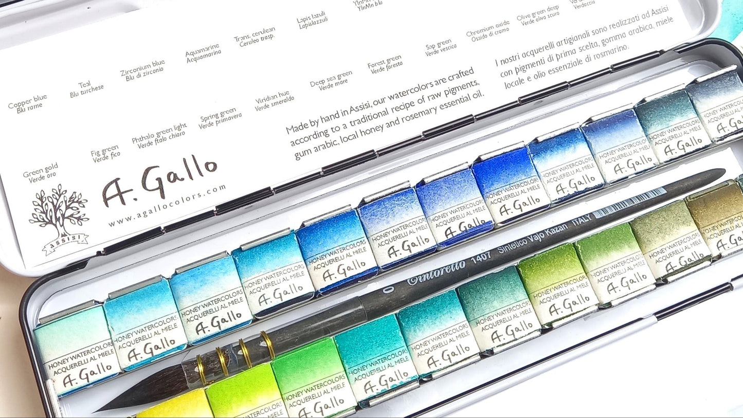 Blue+Green - Handmade Watercolor Set