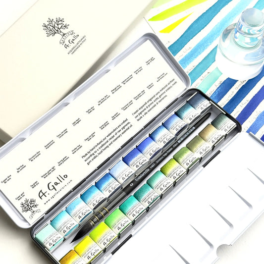 Blue+Green - Handmade Watercolor Set