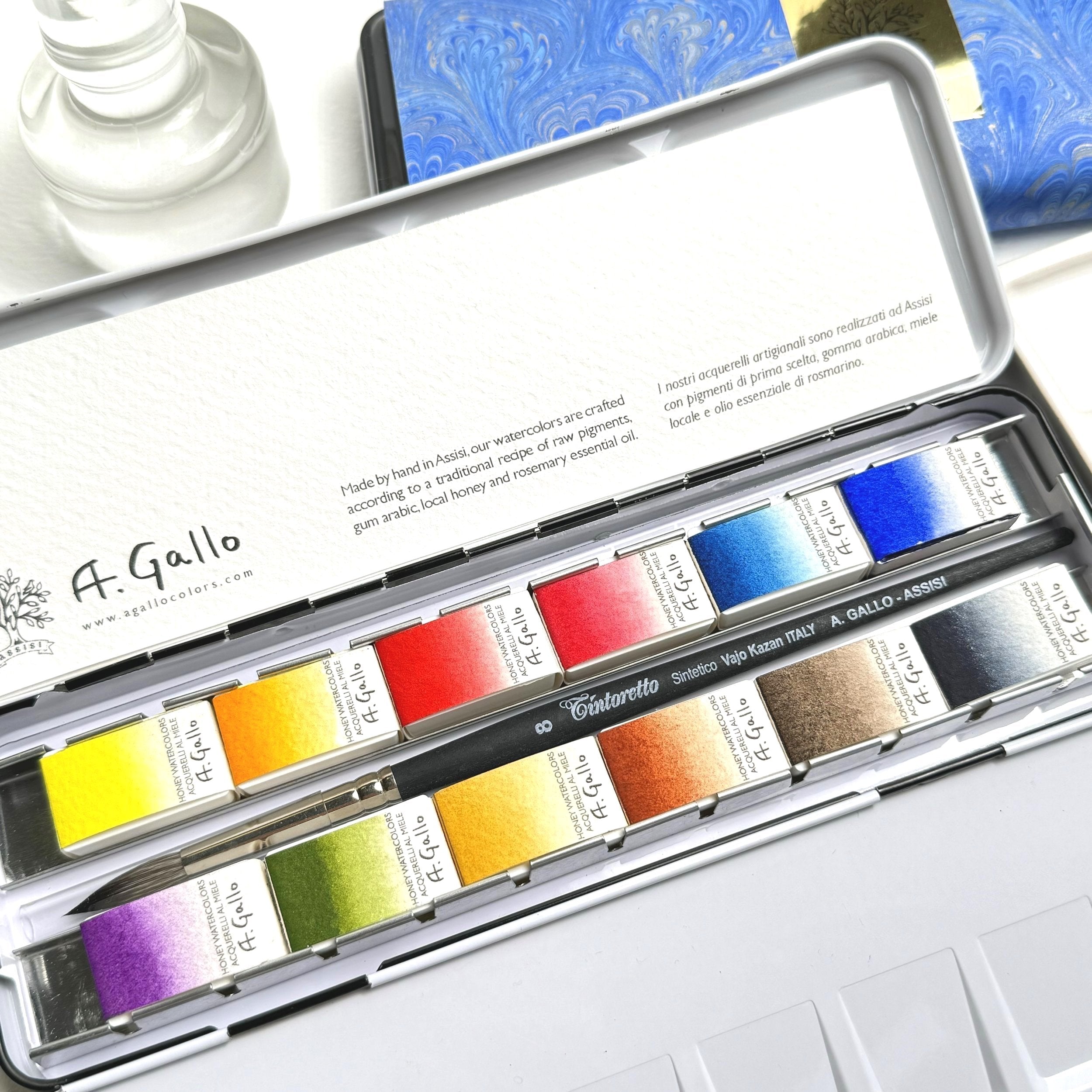 Handmade Watercolor, Set discount of 6 Mineral and Botanical Pigments, half pans