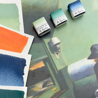 Color swatches and A. Gallo paint samples on a textured surface