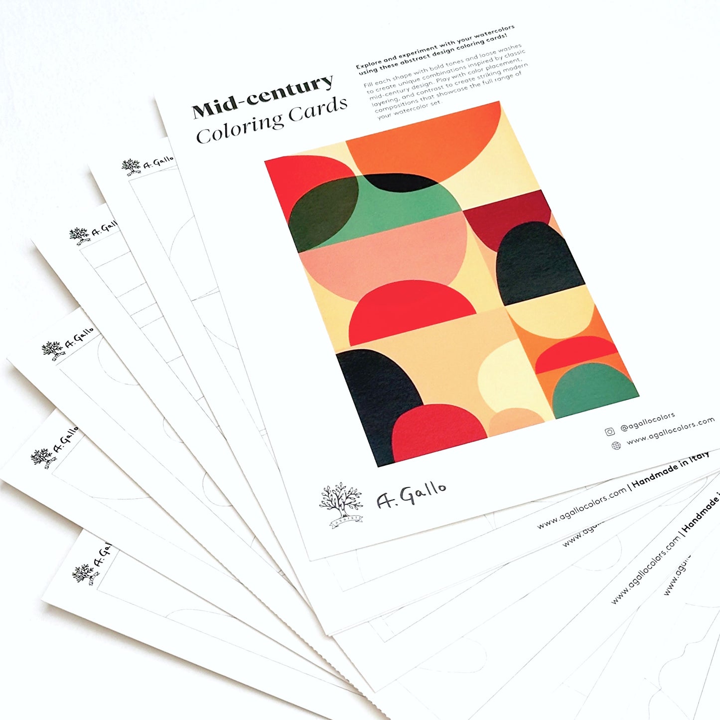 Mid-Century Abstract Coloring Cards