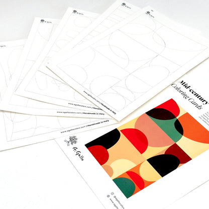 Mid-Century Abstract Coloring Cards
