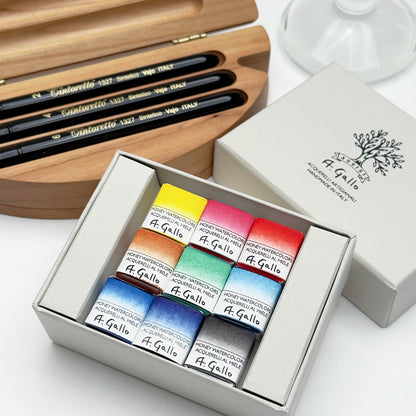 مجموعة Illumina مع Cherry Wood Palette 1327 Pocket Brush Series