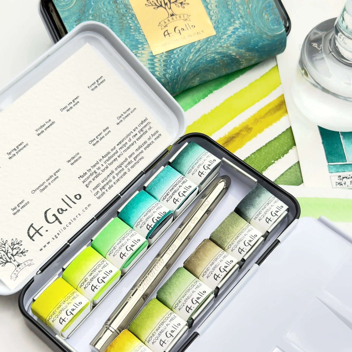 Green Palette - Handmade watercolor set