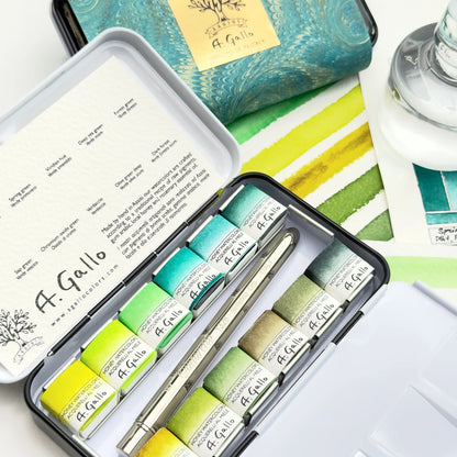 Green Palette - Handmade watercolor set
