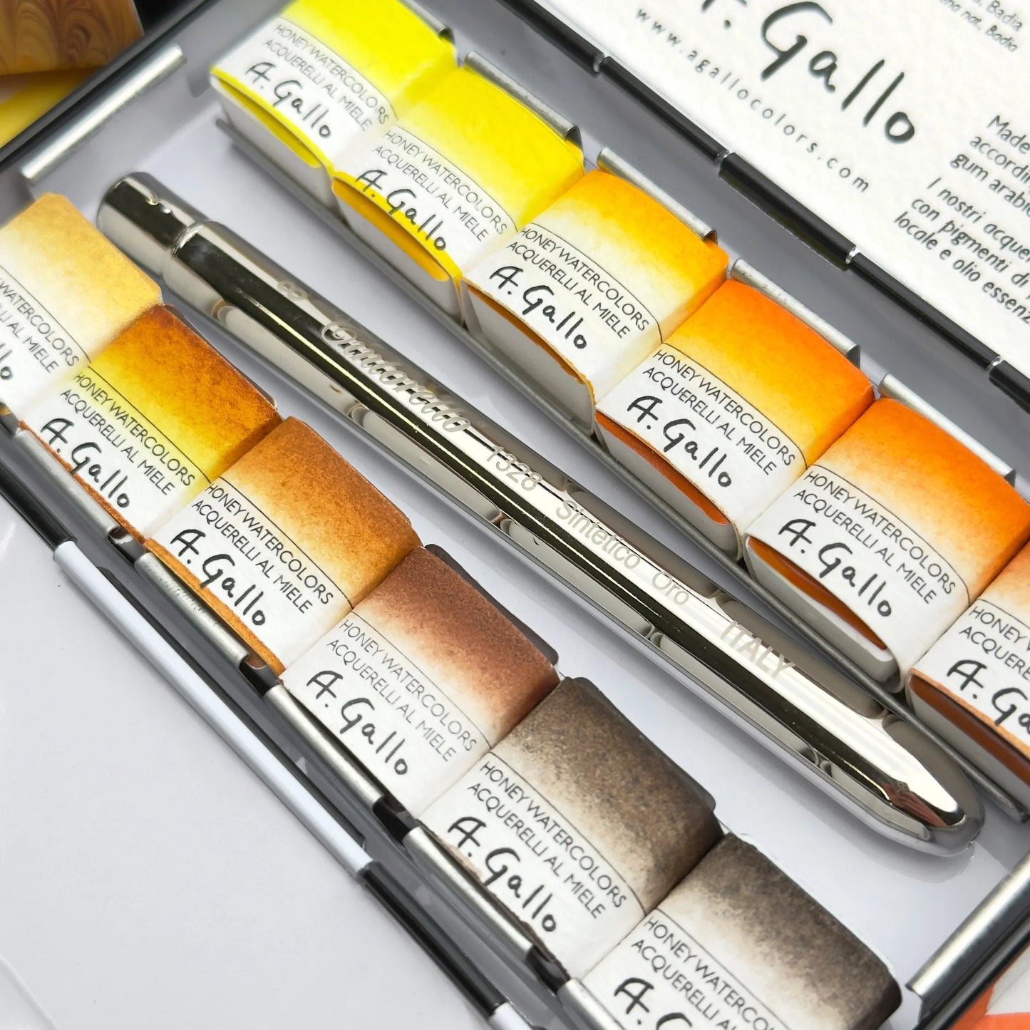 لوحة ألوان مائية صفراء - مجموعة ألوان مائية مصنوعة يدويًا 