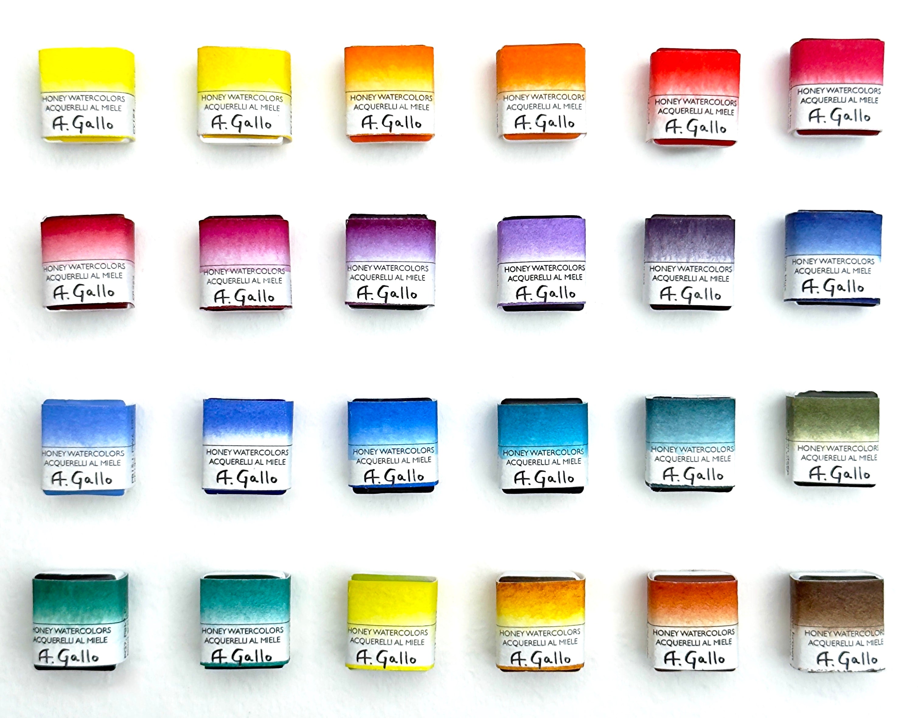 Set of A. Gallo watercolor paint boxes in various colors