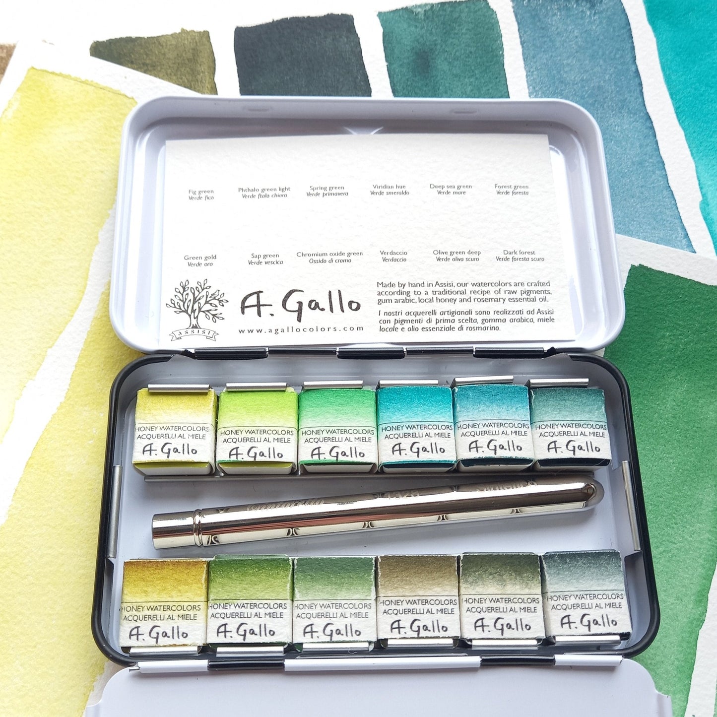 Green Palette - Handmade watercolor set