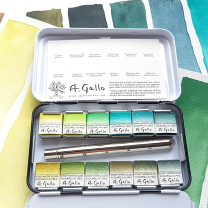 Green Palette - Handmade watercolor set