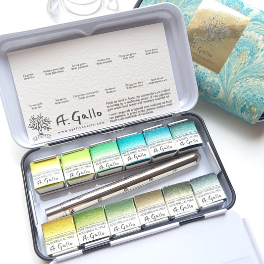 Green Palette - Handmade watercolor set