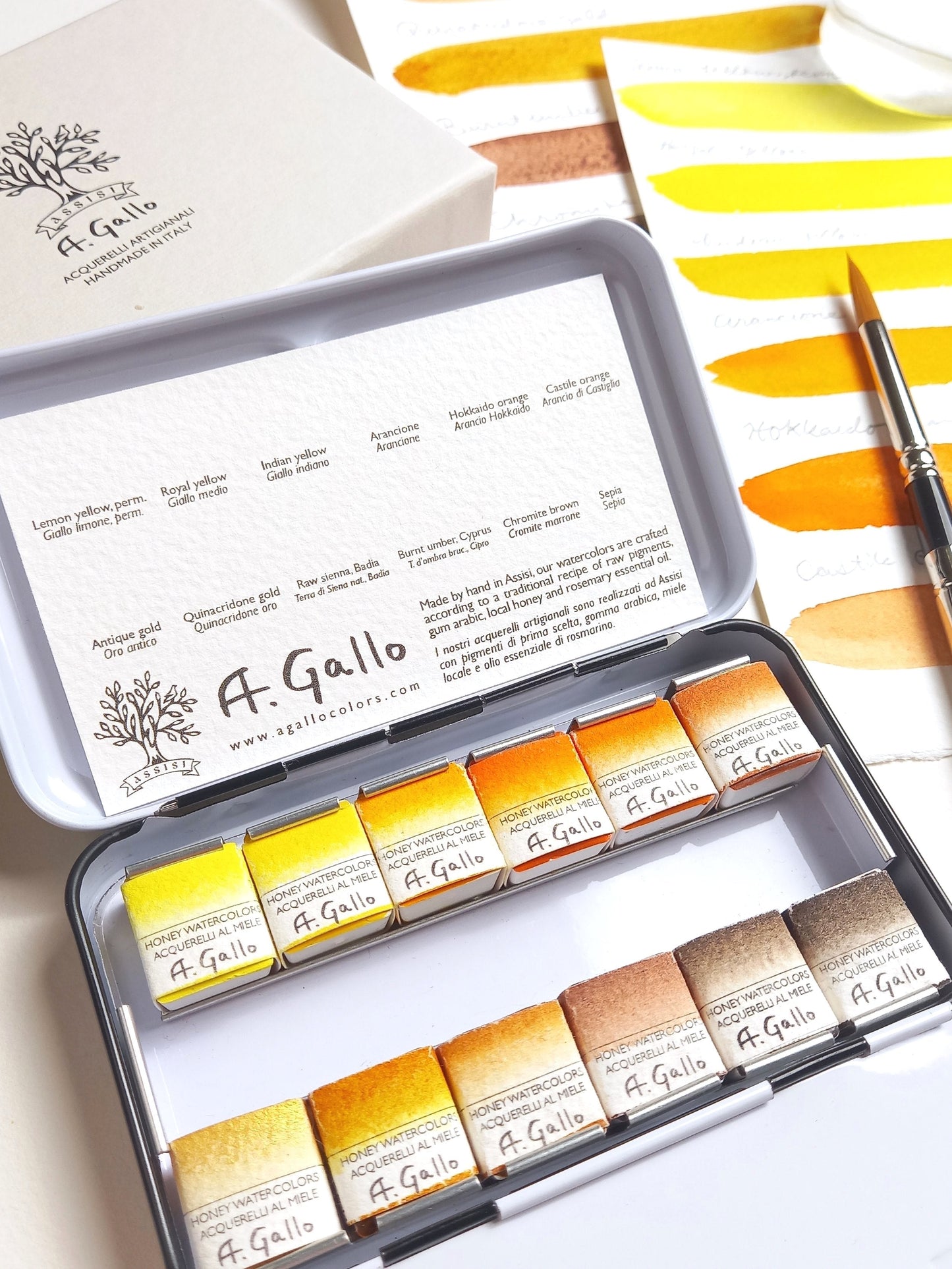 Yellow palette - Handmade watercolor set