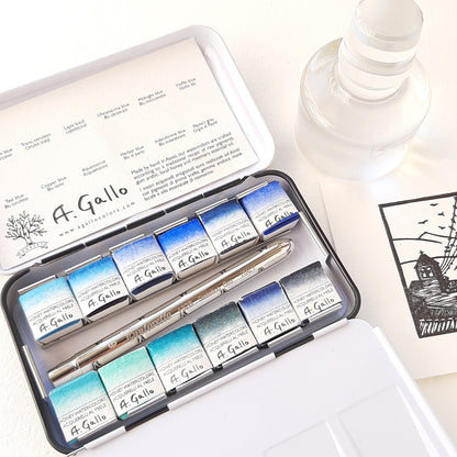 Blue Palette - Handmade Watercolor set