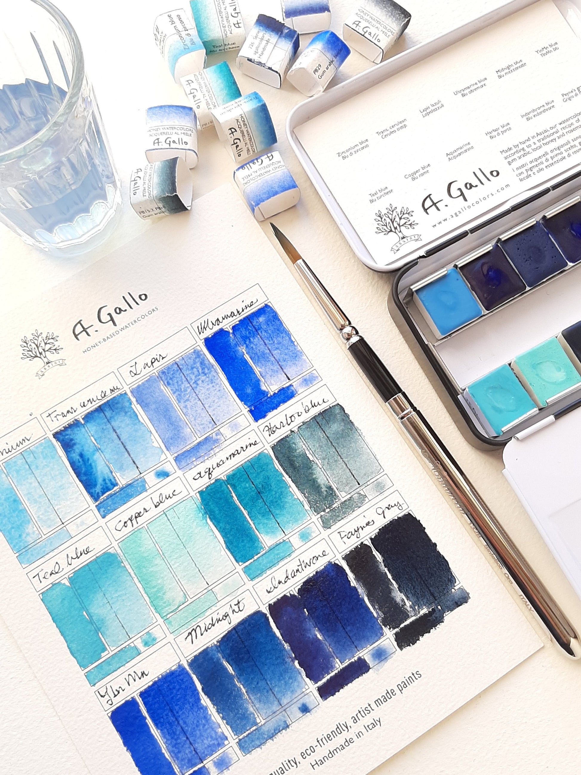 Blue Palette - Handmade Watercolor set